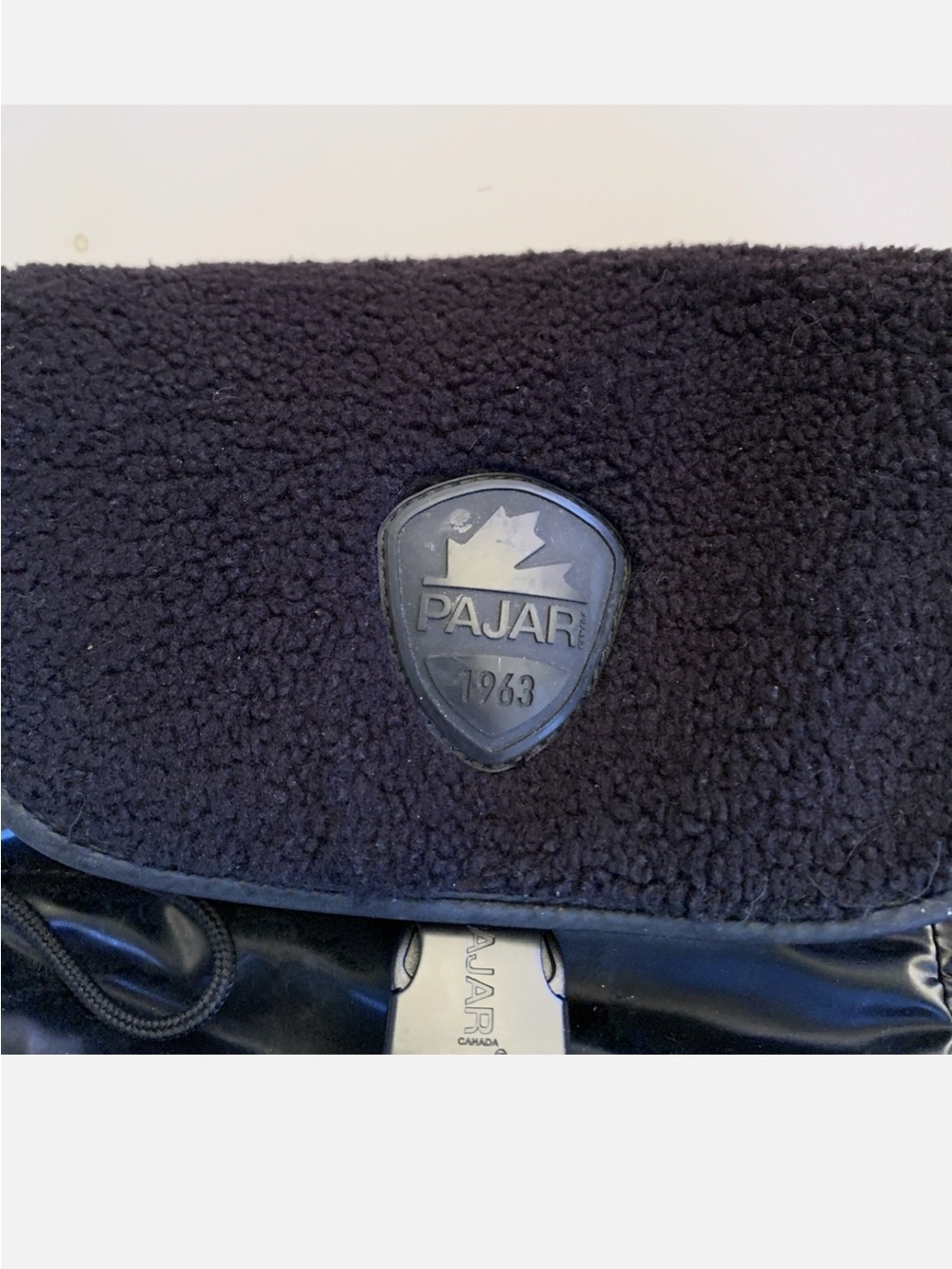 Pajar Glossy Shearling Black Puffer Backpack with Sherpa Trim - Picture 5 of 8